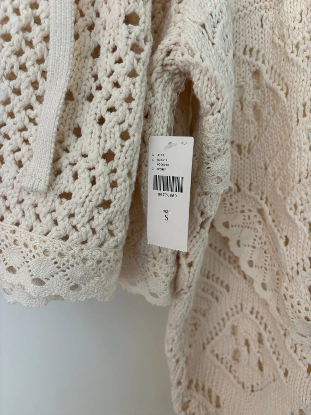 Anthropologie Ivory Crochet Hoodie